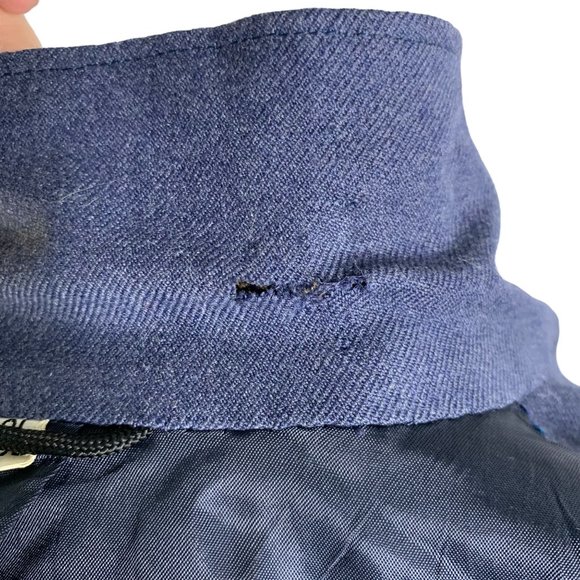 Vintage 50s US Air Force Wool Coat 40L Serge Blue Lined Buttons Pockets Patches - Picture 12 of 16